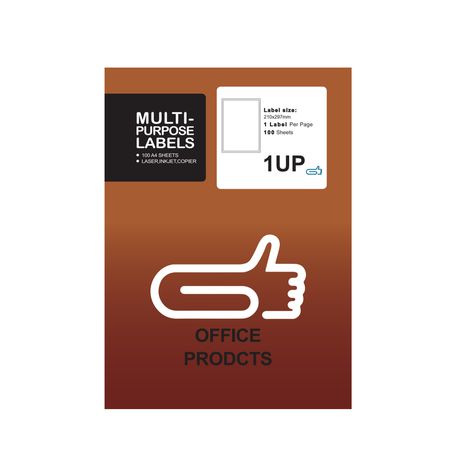 1 Up Labels Self Adhesive A4 Size - 100 Sheets - The Clip Buy Online in Zimbabwe thedailysale.shop