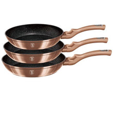 Load image into Gallery viewer, Berlinger Haus 3-Piece Marble Coating Fry Pan Set - Rose Gold Metallic Line
