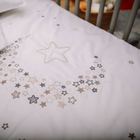 Babes & Kids - Starry Night Egyptian Cotton Baby Duvet Cover Set - Stone - Egyptian Cotton