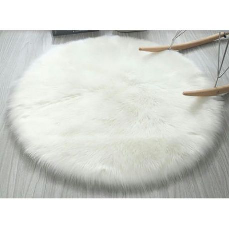 White Round Fur Faux Rug (100cmx100cm) Buy Online in Zimbabwe thedailysale.shop