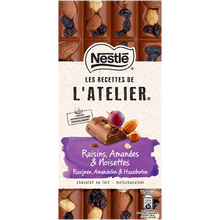 Load image into Gallery viewer, Nestlé Les Recettes De L’atelier Milk Raisin, Hazelnuts &amp; Almonds170g Slab
