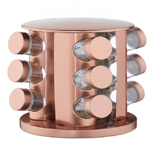 Load image into Gallery viewer, 12pcs Spice Dispenser in a Rotating Rack - Rose Gold
