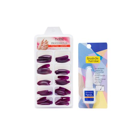 Dark Purple - False Nails/Tips -100 Pieces & Nail Glue Included Buy Online in Zimbabwe thedailysale.shop