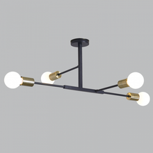 Load image into Gallery viewer, 4 Light Black &amp; Antique Brass Metal Chandelier
