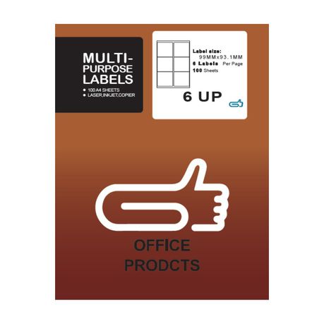 6 UP labels self adhesive A4 Size - 100 sheets -The Clip Buy Online in Zimbabwe thedailysale.shop