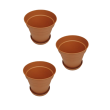 Load image into Gallery viewer, Ucsan - 3Pcs Flower Pot &amp; Drainage Tray Set - 6lt - 25x25x23cm - Rust
