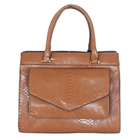 Blackcherry Women's Classic Croc Tote With Front Envelope Pocket-Tan