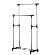 Load image into Gallery viewer, Double Pole Telescopic Clothes Rail Rack
