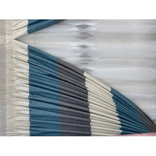 Load image into Gallery viewer, Blue White &amp; Grey Line Theme Curtain &amp; Leaf Lace 2.5x2.4m
