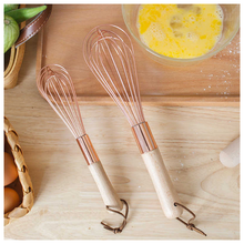 Load image into Gallery viewer, Hand Held Stainless Steel Rose Gold Egg Beater/Whisk &amp; Wooden Handle 12
