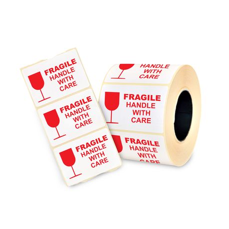 Unitac Fragile Handle With Care Labels - Roll of 1000