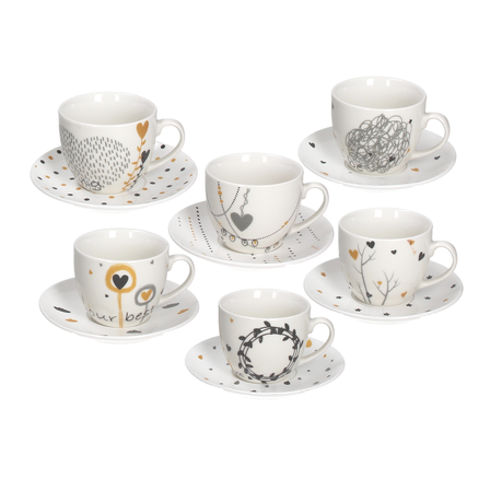 Tognana Goldy New Bone China Tea Cup & Saucer Set of 6