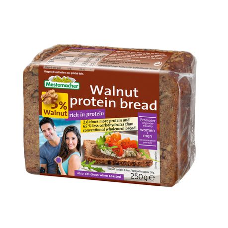 Mestemacher Protein Bread with Walnuts 250g (Box of 9)