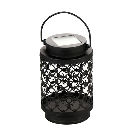 Home Quip Demask Black Lantern - Solar Powered