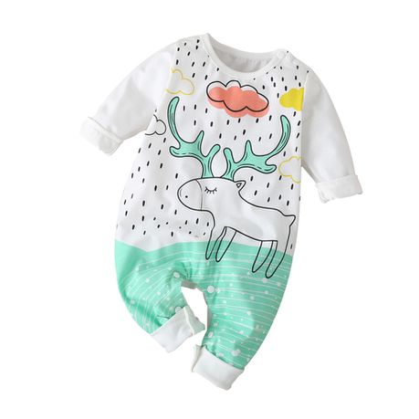 Peaceful Deer Baby Romper White - 3-6 Months