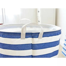 Load image into Gallery viewer, Boat anchor stripe Waterproof Coating Folding Laundry Hamper Storage Basket
