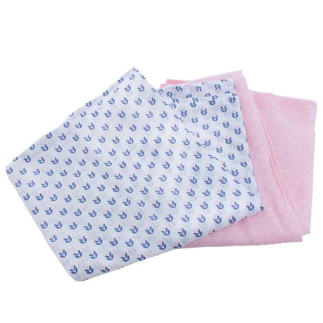 George & Mason Baby - Girls 2 Pack 100% Cotton Muslins