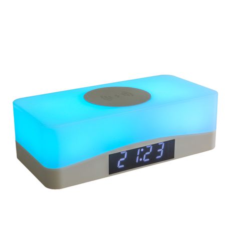 Aura Wireless Charging Station - Interchangeable Colour Nightlight & Clock