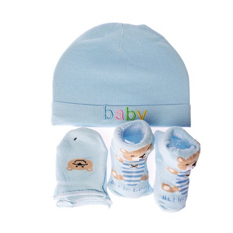 All Heart Blue socks gloves hat set