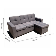 Load image into Gallery viewer, 3 Seater Universal L-Shape Grey Textured Material Couch
