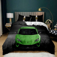 Load image into Gallery viewer, Green Lamborghini 3D Printed Double Bed Duvet Cover Set
