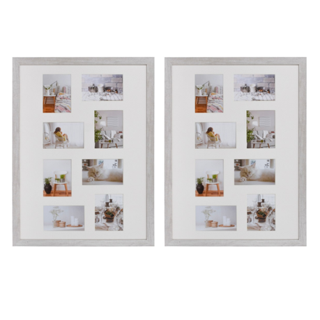 Modern Gallery Frame White 50x75cm with 8x 13x18cm pic inserts-2 Pack