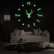 Load image into Gallery viewer, Large 3D DIY Luminous Clock Deer Head Acrylic Wall Clock
