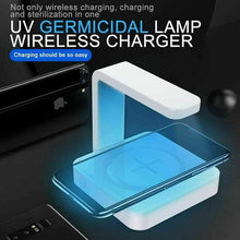 Load image into Gallery viewer, 2-in-1 QI Fast Wireless Charger &amp; UV Sanitizer Sterlizer Lamp - White
