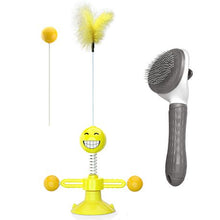 Load image into Gallery viewer, Cat Windmill Tumbler Teaser Toy &amp; Pet Slicker Self-Clean Grooming Brush Set
