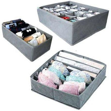 Load image into Gallery viewer, 3 Piece Collapsible Underwear Drawer Organisers - Grey
