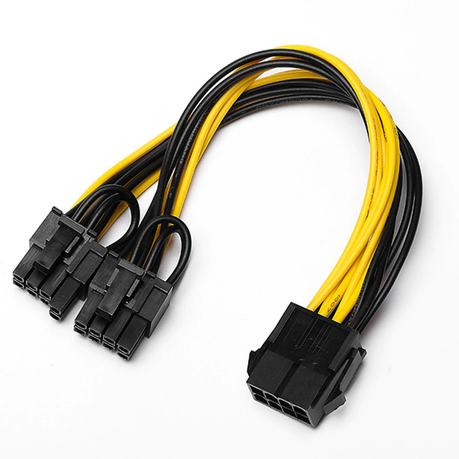 PCI-E 8pin to Dual 6+2Pin PCIe Power Splitter Extension Cable 18AWG