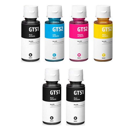 HP GT51 / 51 / GT52 / 52 Multipack + 2 Black Ink Bottles - Compatible Buy Online in Zimbabwe thedailysale.shop