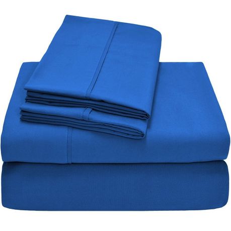 Wrinkle Resistant Sheet Set 4 Piece Bedding: Queen Royal Blue