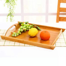 Load image into Gallery viewer, Wooden Bamboo Servings Tray Set of 3
