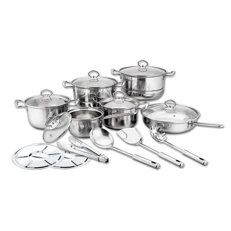 18 Piece Heavy Bottom Stainless Steel Cookware Set