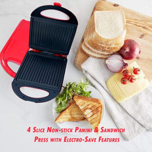 Load image into Gallery viewer, DH- 4 Slice Non-stick Panini &amp; Sandwich Press with Electro-Save Features
