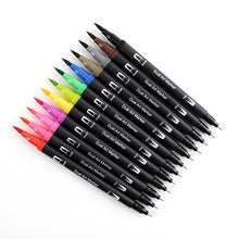 Load image into Gallery viewer, 12 Set Dual Tip Brush Marker Fineliner Paint Highlighter Pen Set Arts Craft
