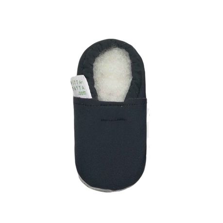 Pitta-Patta Soft Fleece Baby Shoe Slippers - Charcoal Size 3