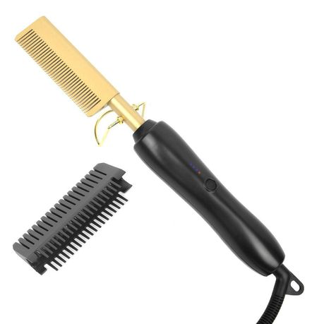 Electric Hair Hot Comb for Women and Men - 2 in 1 Straightener/Curling iron Buy Online in Zimbabwe thedailysale.shop