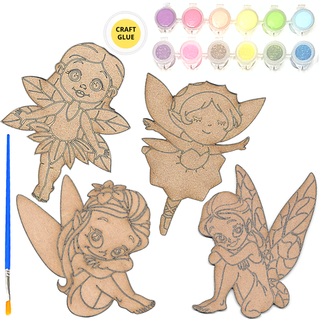 JKA - Fairy Theme - 4 Pack Kit - Wood Art Craft Paint Toy Buy Online in Zimbabwe thedailysale.shop