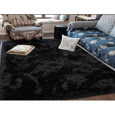 Black Shaggy Fluffy Rug