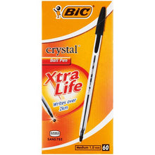 Load image into Gallery viewer, BIC Crystal Medium Xtra Life Ballpoint Pens - Black (Box of 60)
