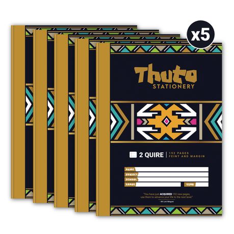 Thuto A4 192 Quire Feint & Margin Counter Book (Pack of 5)- Ndebele Edition