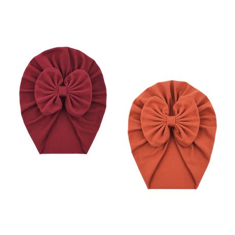 Baby Girl Turban - Burgandy & Rust