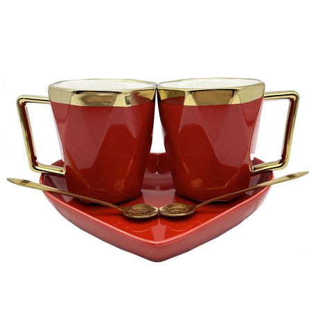 Elegant King 5-Piece Diamond Shape Tea & Coffee Mug Set - Burgundy Buy Online in Zimbabwe thedailysale.shop