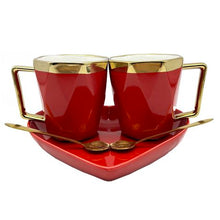 Load image into Gallery viewer, Elegant King 5-Piece Diamond Shape Tea &amp; Coffee Mug Set - Burgundy
