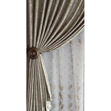 Load image into Gallery viewer, Curtain Set - 5m Checkmate Fawn + 5m 1805 Linen Embroidered Voile
