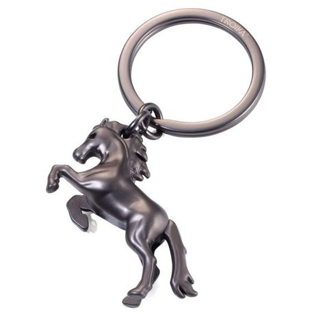 Troika Keyring Wild Horse on Chrome Split Keyring WILD HORSE Gunmetal Grey