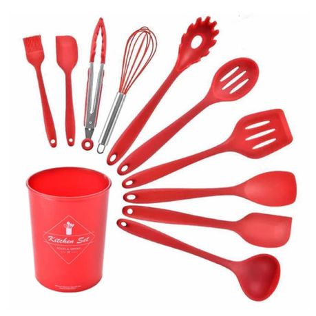 Kitchen Utensil Set Red Silicone Buy Online in Zimbabwe thedailysale.shop