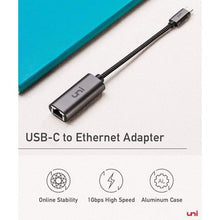 Load image into Gallery viewer, Uni USB C to Ethernet Adapter, Thunderbolt 3 Gigabit Network LAN Adapter
